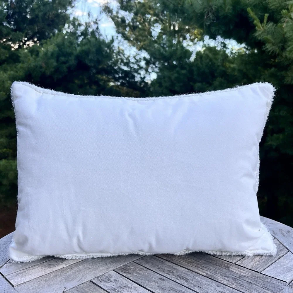 Holiday Decor Throw Pillow 'Tis The Season Artisan Hand Hooked Wool Red White